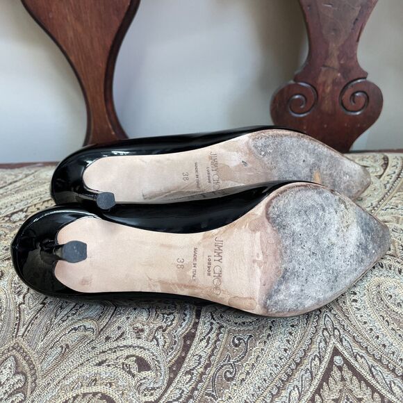 Jimmy Choo Black Patent Leather Romy Heels Pumps Stiletto Shoes Size 8 (US) - Picture 9 of 12